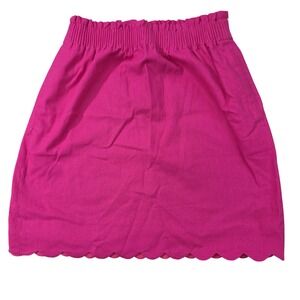 J Crew Skirt Womens 00 Pink Scallop Hem Coquette Linen Blend Beach Spring Barbie